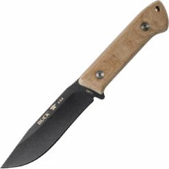 BUCK 104 Compadre Camp Knife, 5160 Spring Steel, Braun Micarta BU104BRS1