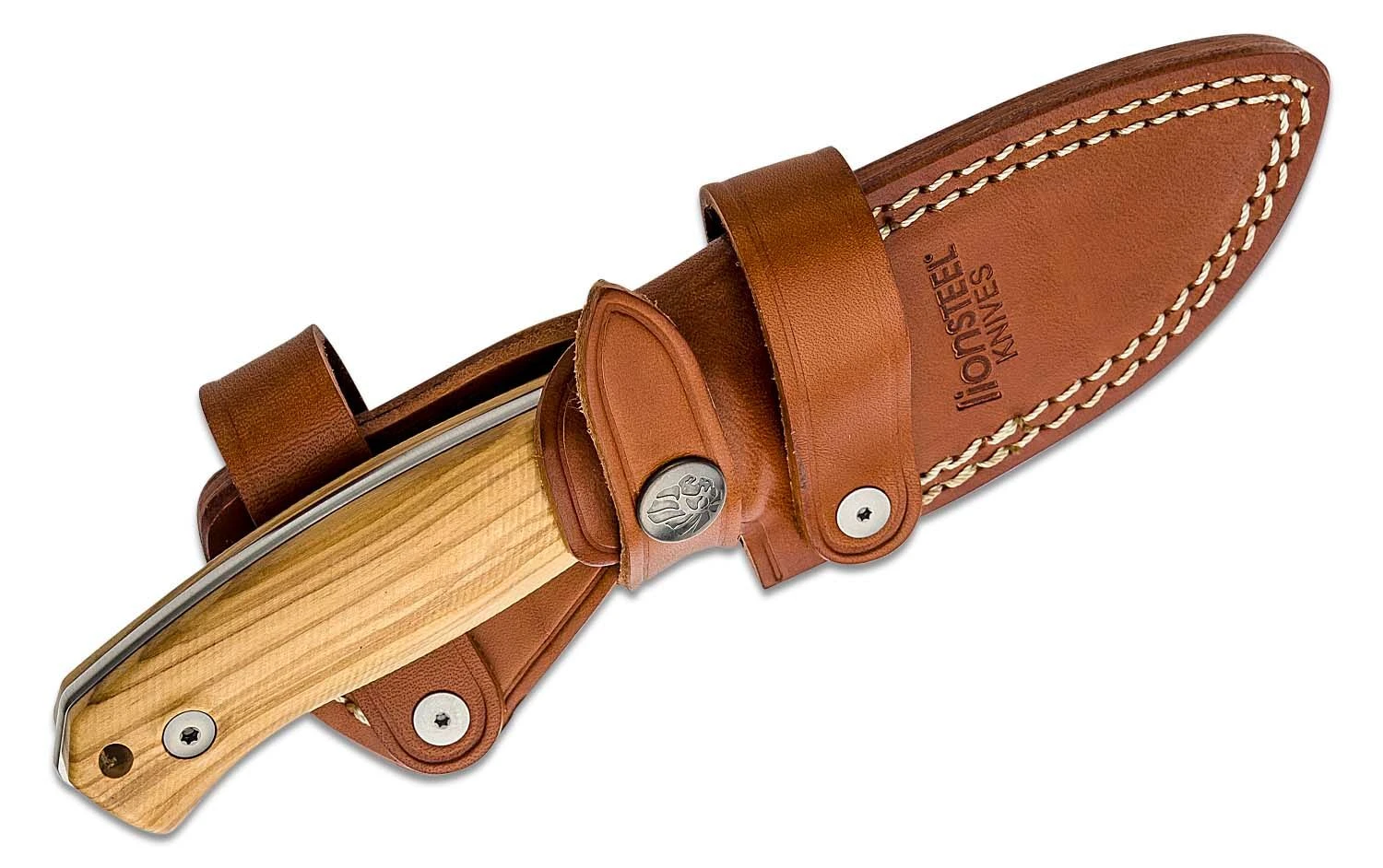 Lionsteel Fixed Blade M390 Satin Blade, Olive Wood Handle, Leather Sheath M2M UL 5 Lionsteel Fixed Blade M390 Satin Blade, Olive Wood Handle, Leather Sheath M2M UL – Bild 3