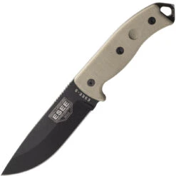 ESEE Knives ESEE-5P-E Model 5 Black Blade, Desert Tan Handle Survival Knife With Kydex Sheath