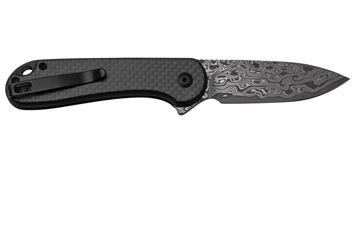 CIVIVI Button Lock Elementum II Twill Carbon Fiber Overlay On Black G10 Handle Damascus Blade C18062 5 CIVIVI Button Lock Elementum II Twill Carbon Fiber Overlay On Black G10 Handle Damascus Blade C18062 – Bild 3