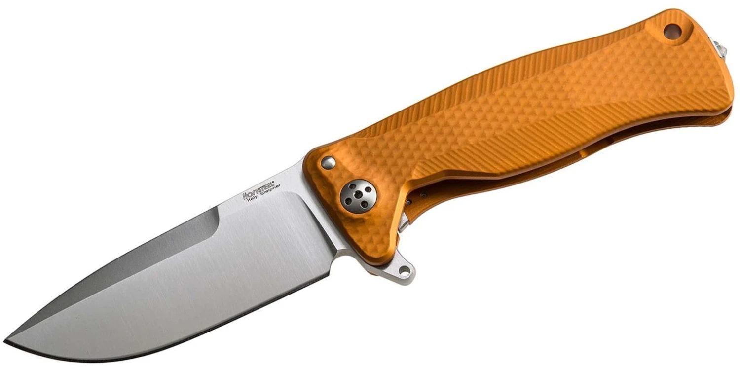 Lionsteel SR FLIPPER ORANGE Aluminum Knife, RotoBlock, Satin Finish Blade Sleipner SR11A OS 3 Lionsteel SR FLIPPER ORANGE Aluminum Knife, RotoBlock, Satin Finish Blade Sleipner SR11A OS