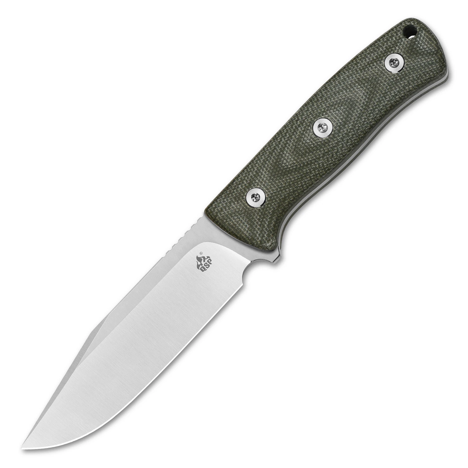 QSP Knife Bison V2, Satin D2 Blade, Green Micarta Handle QS134-C